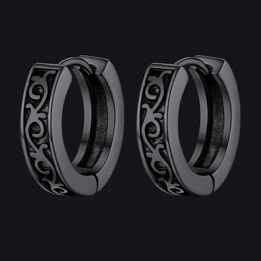 Stainless Steel Celtic Knot Huggie Hoop Earrings for Men