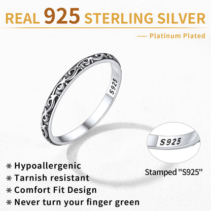 925 Sterling Silver Band Ring for Women Celtic Knot Vintage Ring Jewellery