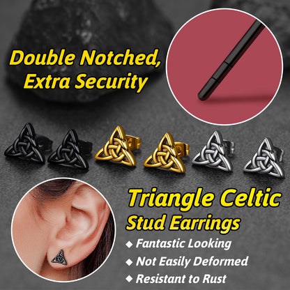 Trinity Celtic Knot Stud Earrings For Men