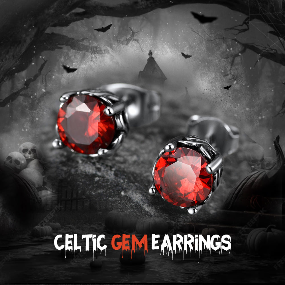 FaithHeart Celtic Gemstone Stud Earrings for Men FaithHeart