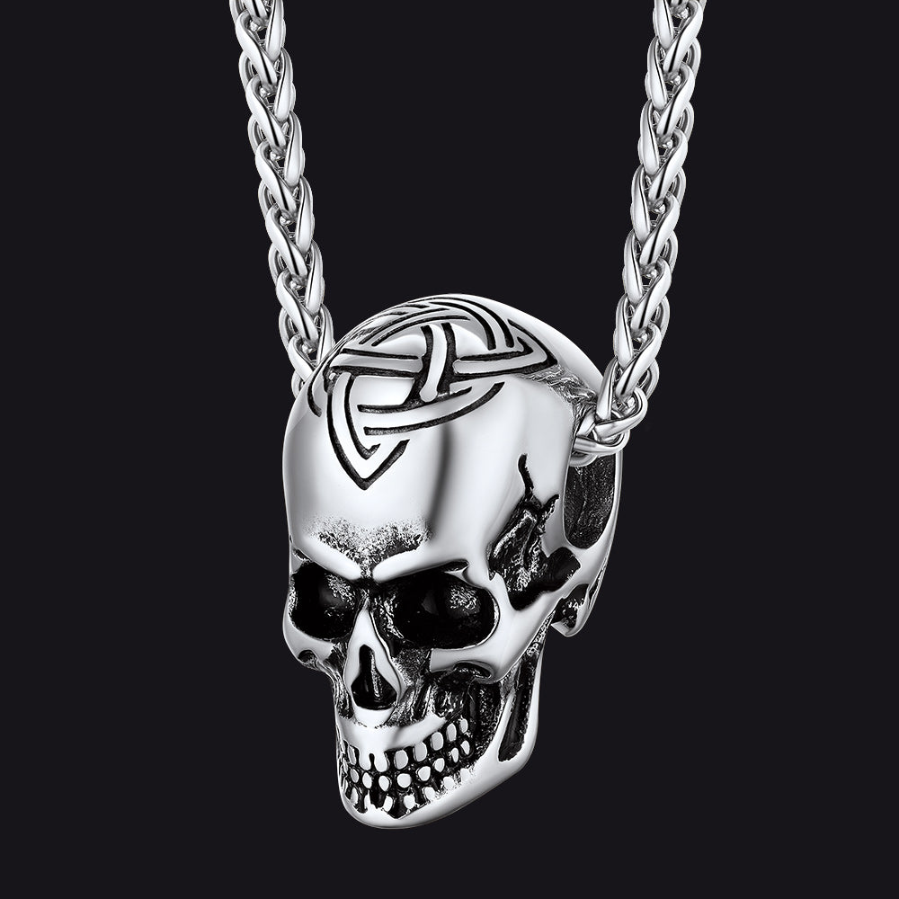Gothic Celtic Skull Pendant Necklace