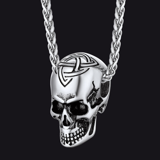 Gothic Celtic Skull Pendant Necklace for Men