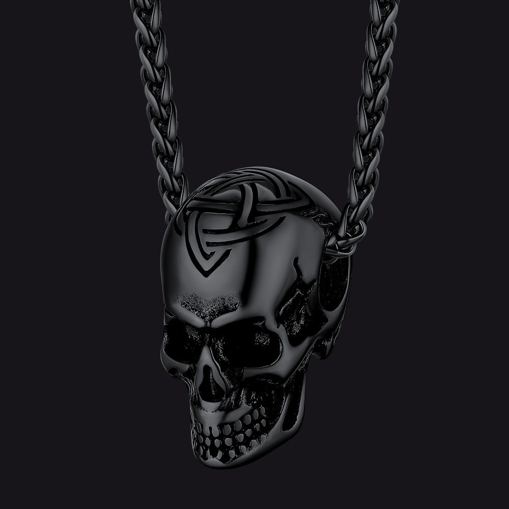 Gothic Celtic Skull Pendant Necklace for Men