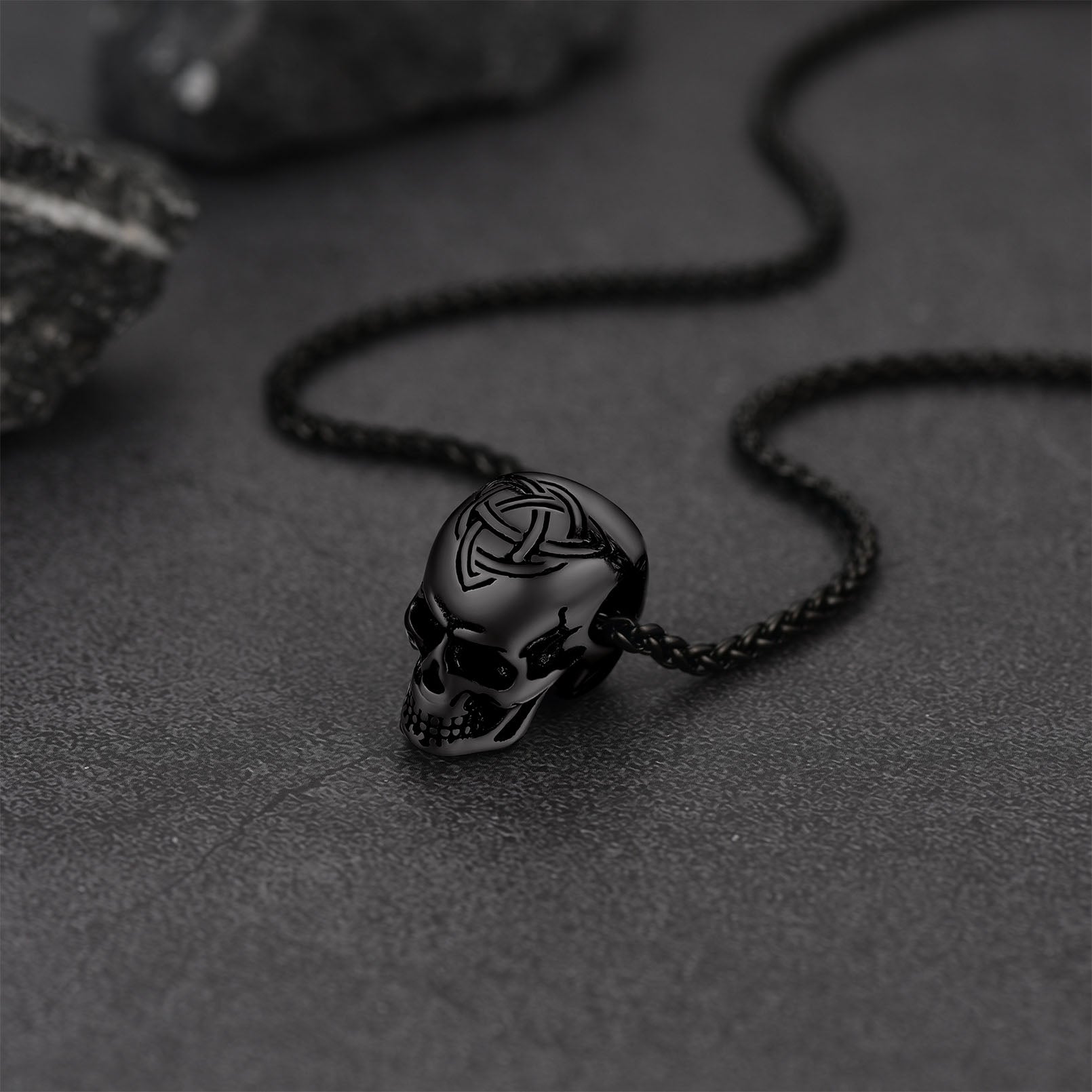 Gothic Celtic Skull Pendant Necklace for Men