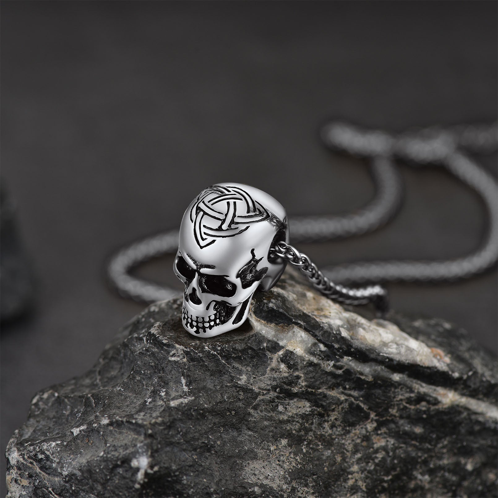 Gothic Celtic Skull Pendant Necklace for Men