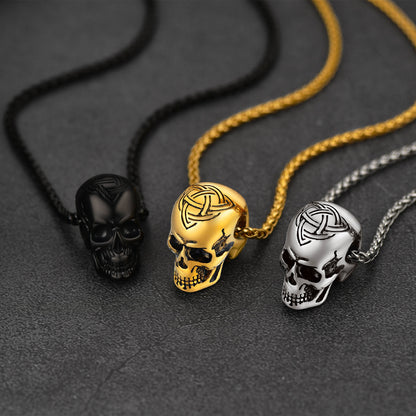 Gothic Celtic Skull Pendant Necklace for Men