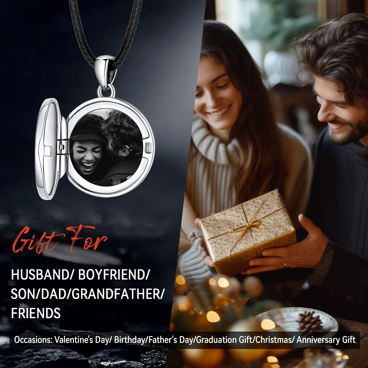 Celtic Trinity Knot Photo Locket Necklace With Picture for Men