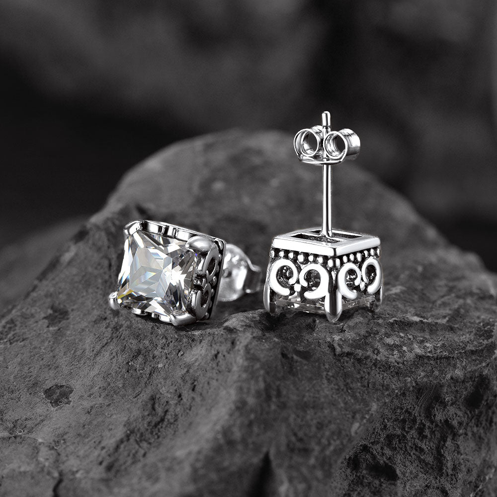 Celtic Cubic Zirconia Diamond Stud Earrings for Men Women