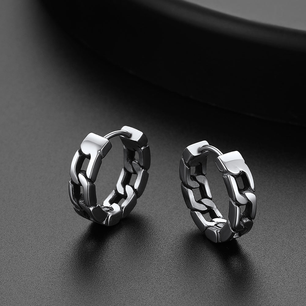 Chunky Chain Hoop Earrings For Men