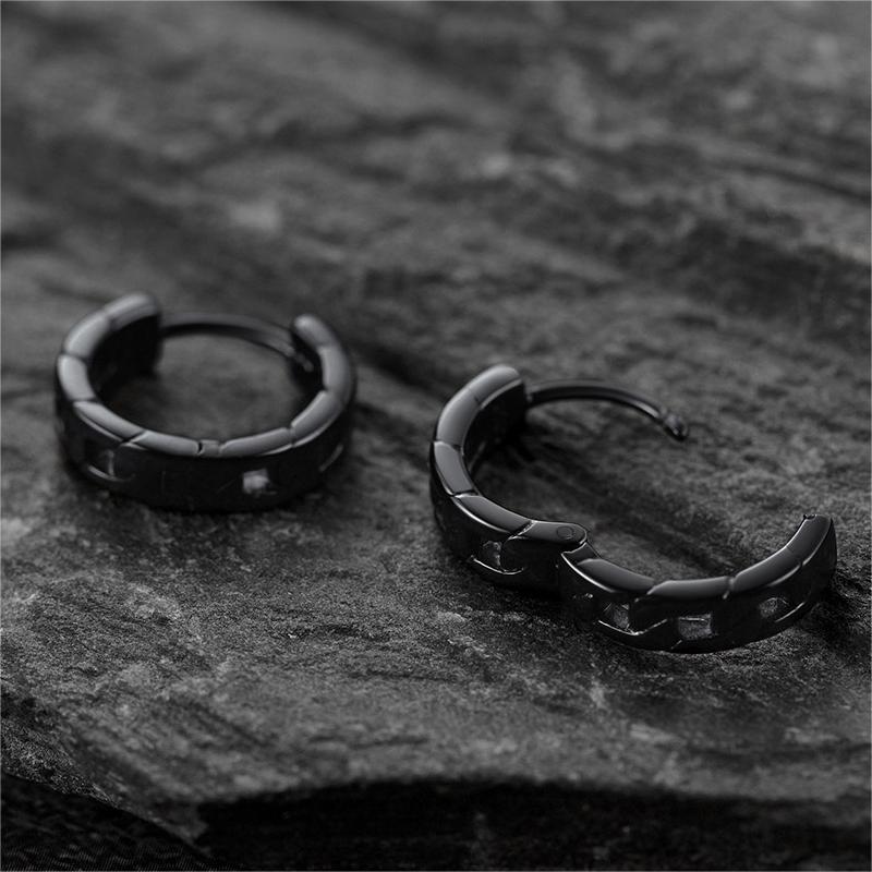 FaithHeart Norse Viking Runes Chunky Chain Hoop Earrings Set FaithHeart Jewelry