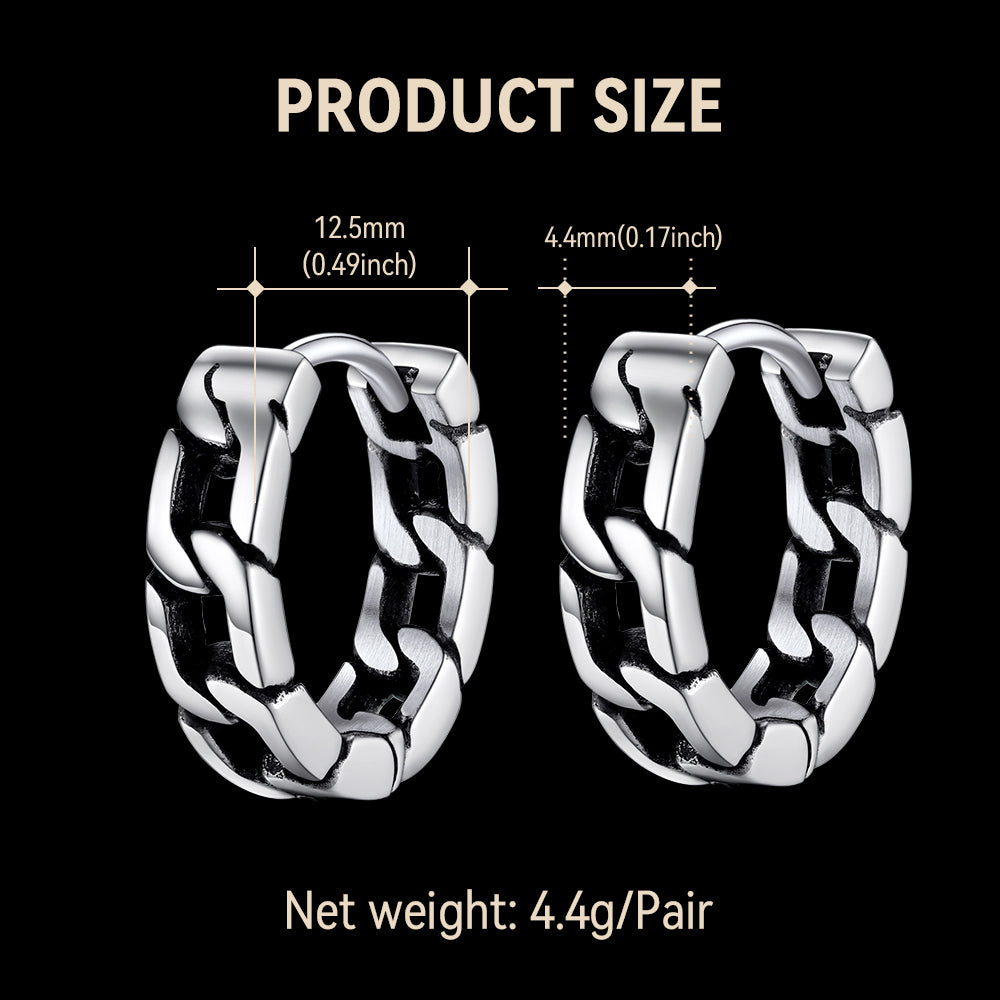 Chunky Cuban Chain Huggie Hoop Earrings For Men Women