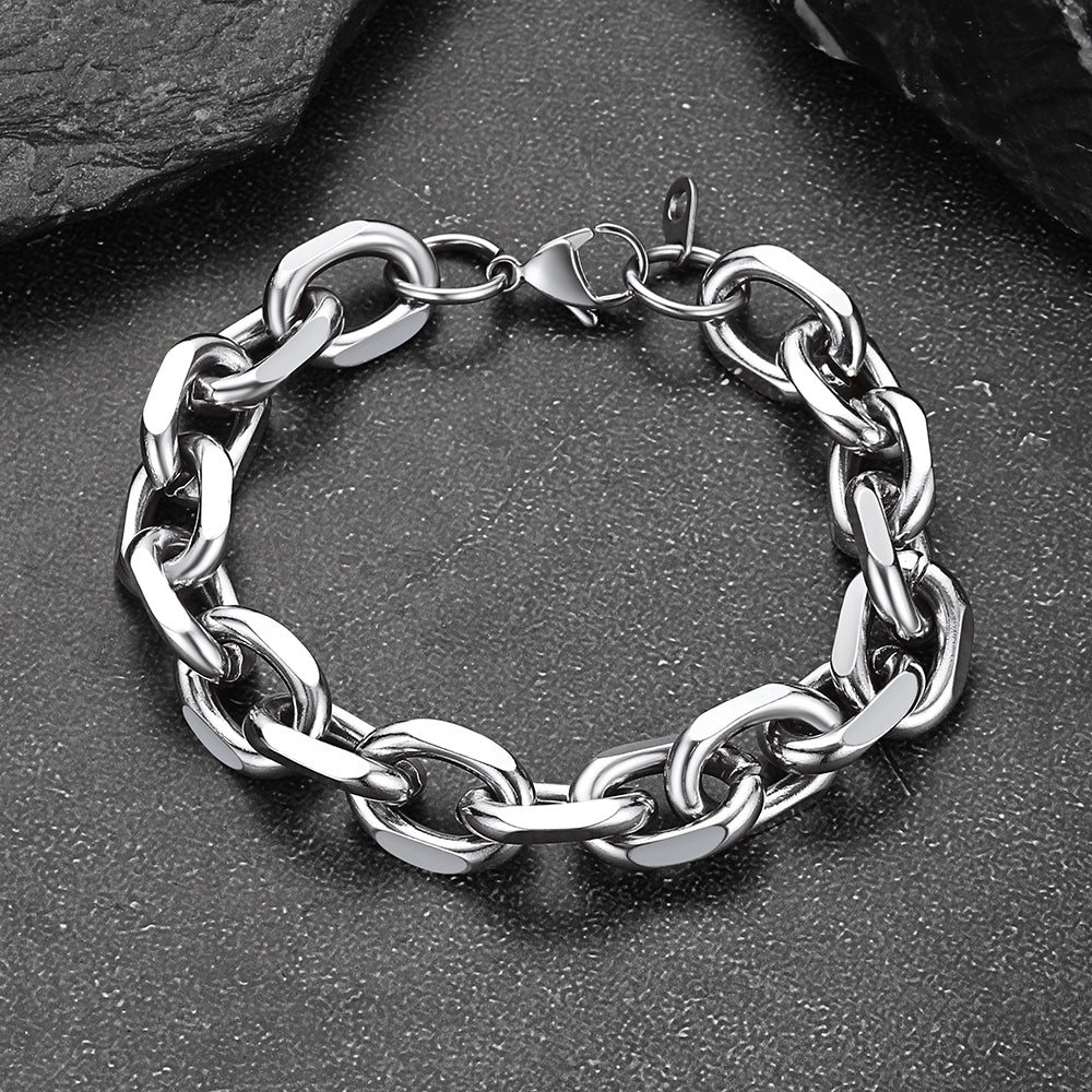 Cuban Chain Link Bracelet for Men Women 7mm/9mm/12mm Width