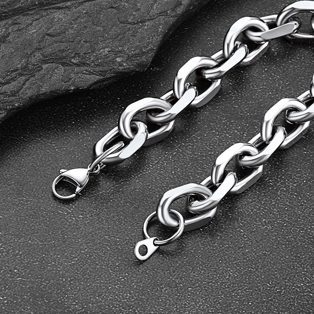 Cuban Chain Link Bracelet for Men Women 7mm/9mm/12mm Width