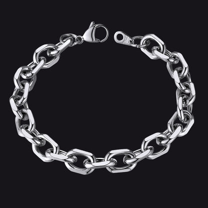 7mm/9mm/12mm Width Caban Chain Link Bracelet for Men Women