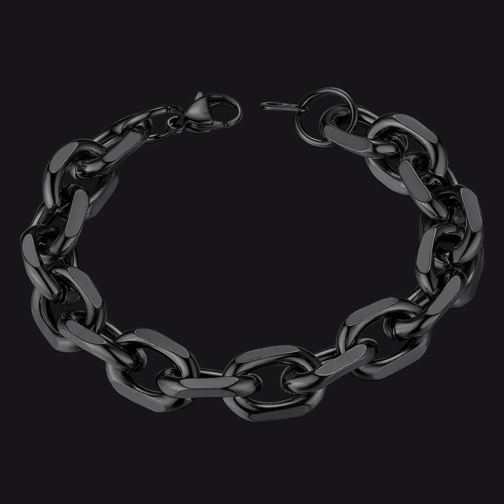 7mm/9mm/12mm Width Caban Chain Link Bracelet for Men Women