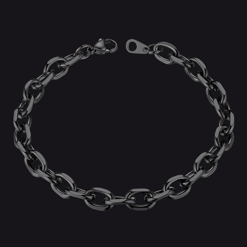 7mm/9mm/12mm Width Caban Chain Link Bracelet for Men Women