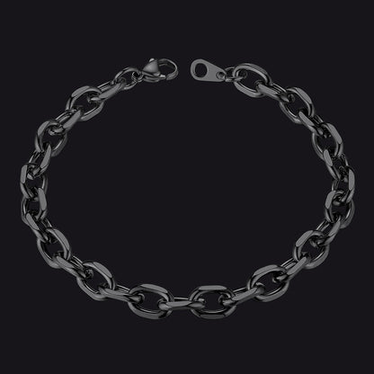 7mm/9mm/12mm Width Caban Chain Link Bracelet for Men Women