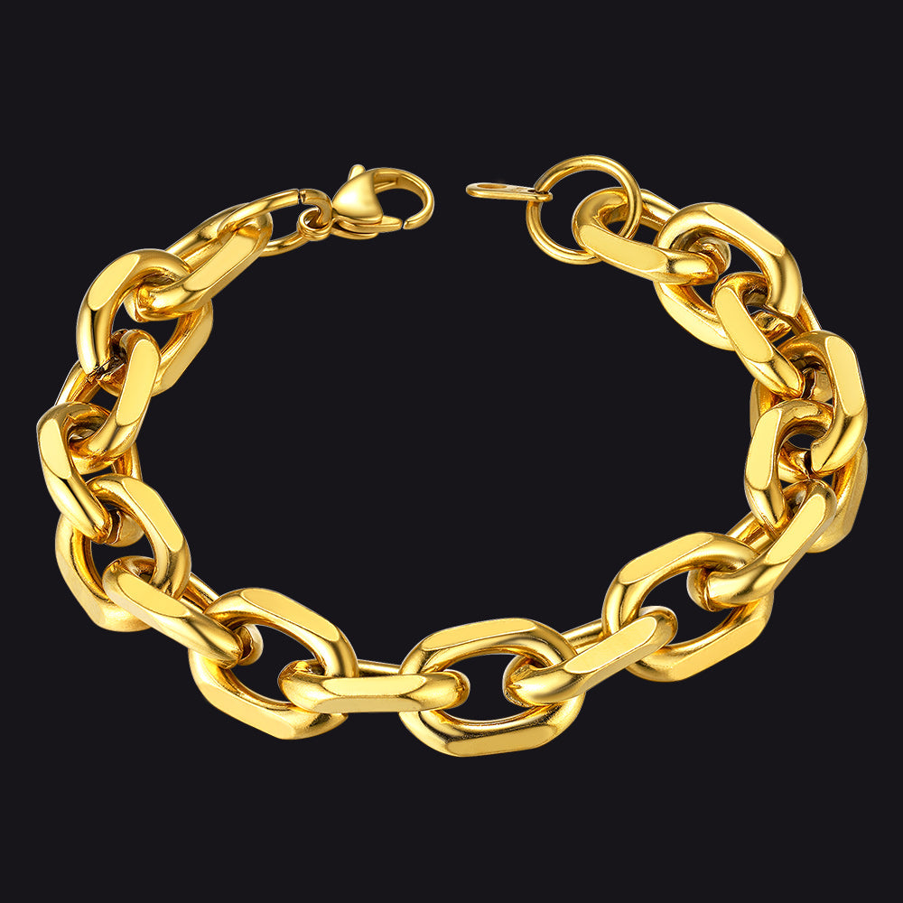 7mm/9mm/12mm Width Caban Chain Link Bracelet for Men Women