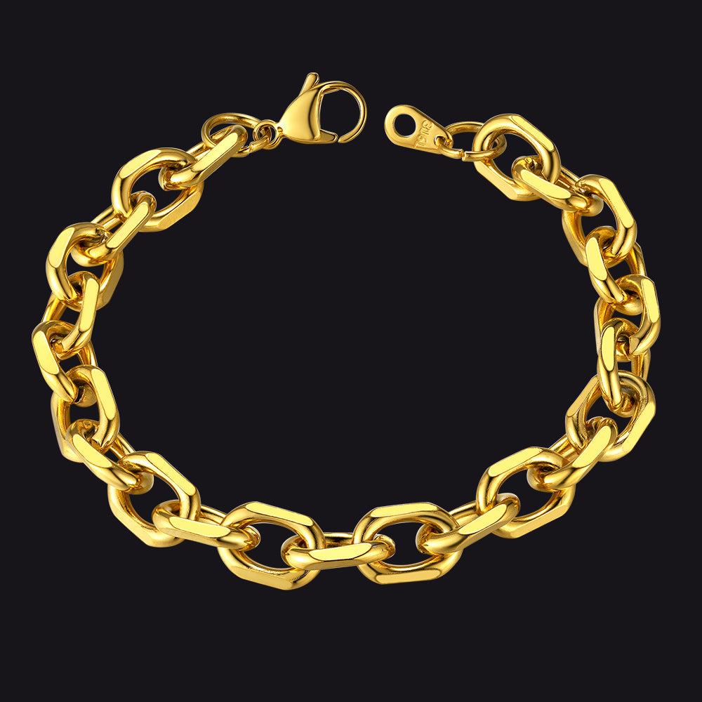 7mm/9mm/12mm Width Caban Chain Link Bracelet for Men Women