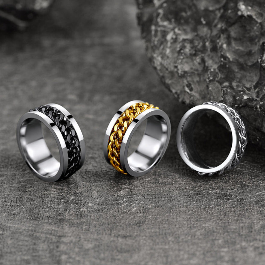 Chain Link Fidget Spinner Anxiety Ring for Men
