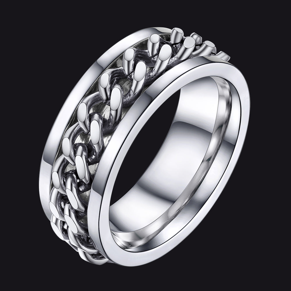 Chain Link Fidget Spinner Anxiety Ring for Men