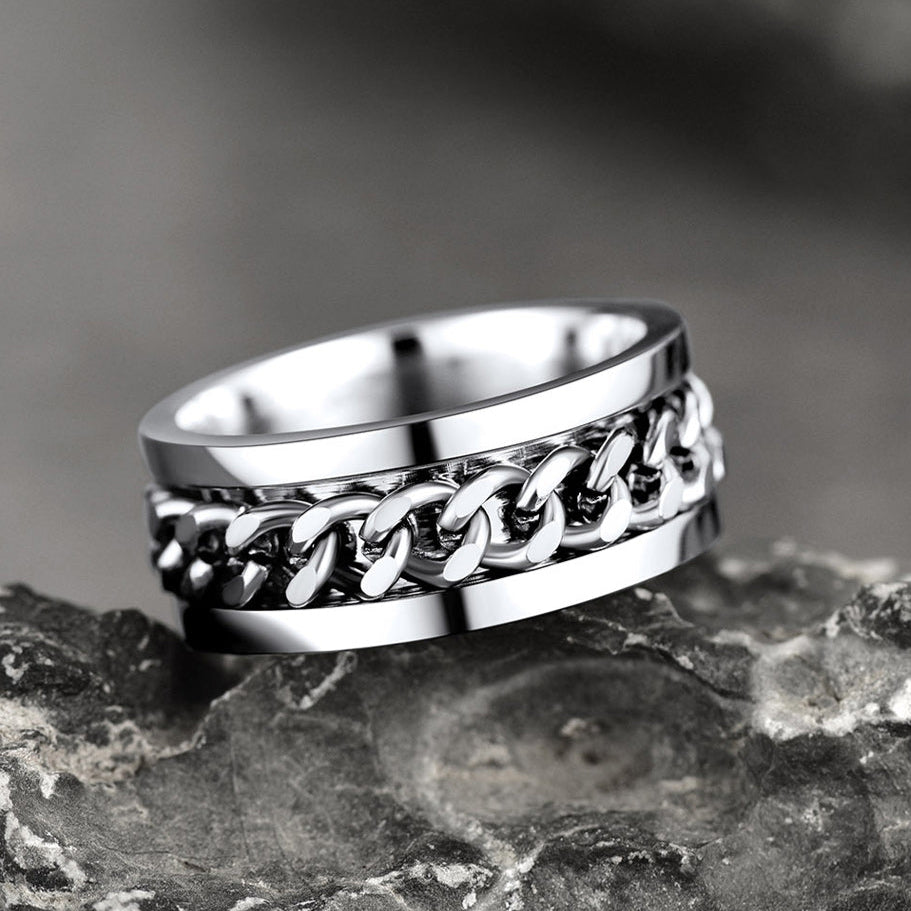 Chain Link Fidget Spinner Anxiety Ring for Men