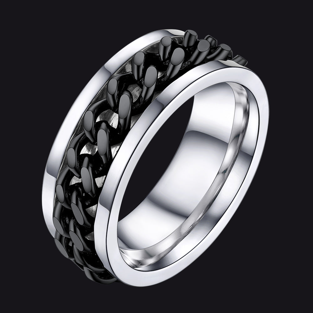 Cuban Chain Link Fidget Spinner Anxiety Ring
