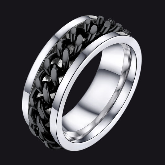 Chain Link Fidget Spinner Anxiety Ring for Men