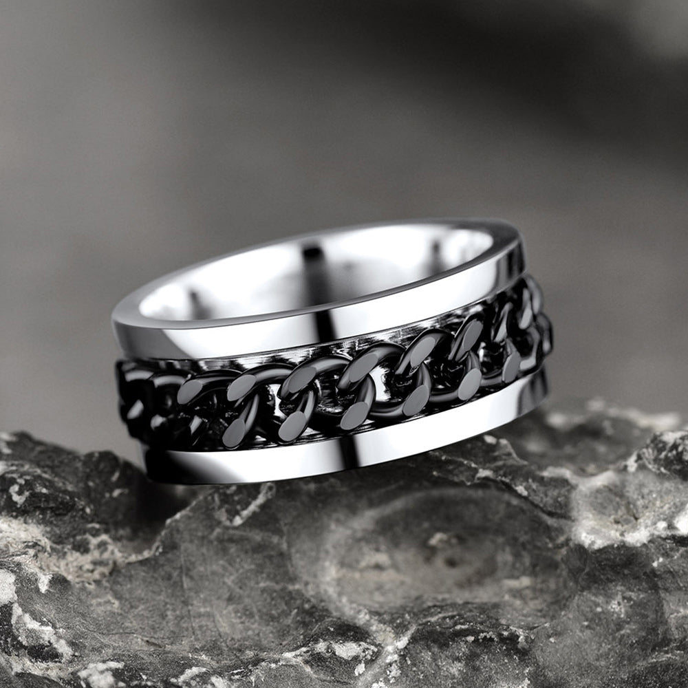 Chain Link Fidget Spinner Anxiety Ring for Men