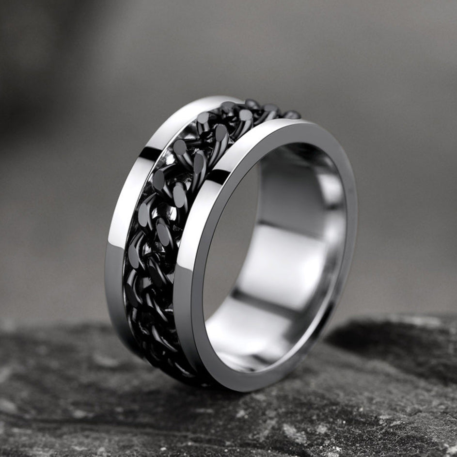 Chain Link Fidget Spinner Anxiety Ring for Men