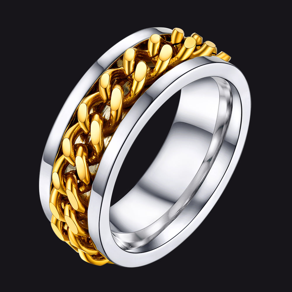 Chain Link Fidget Spinner Anxiety Ring for Men