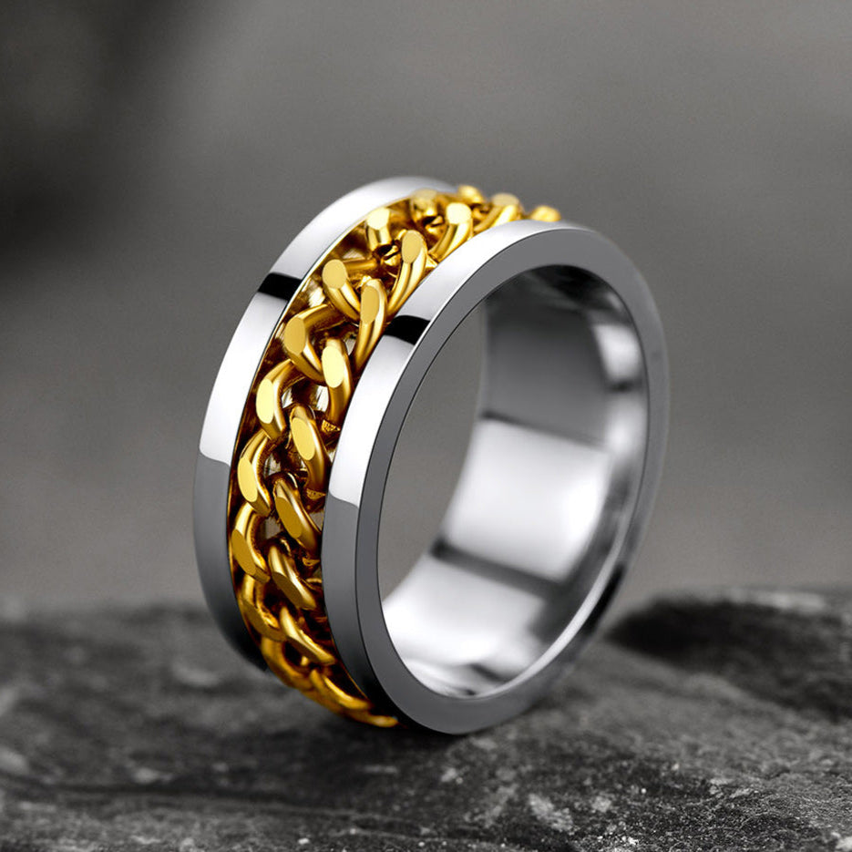 Chain Link Fidget Spinner Anxiety Ring for Men