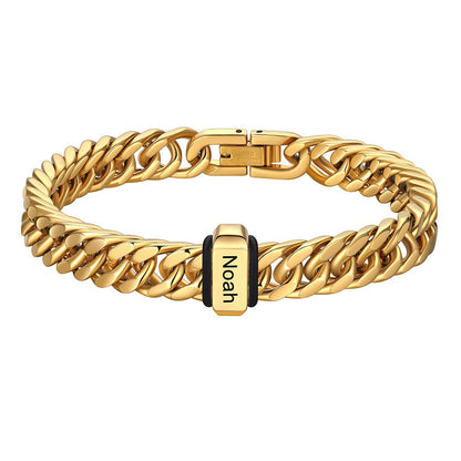 Chain bracelet with 1 name Beads 8mm Gold Plated
