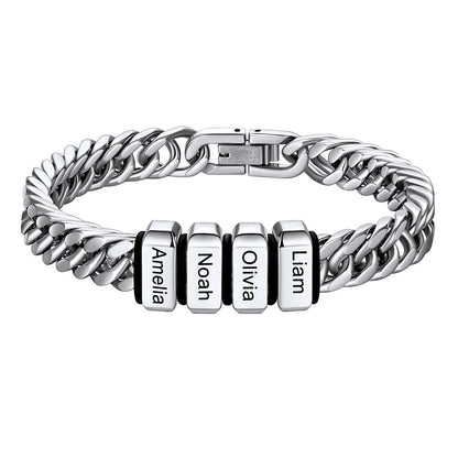 Chain bracelet with 4 name Beads 8mm