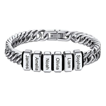 Chain bracelet with 6 name Beads 8mm