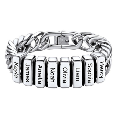 Chain bracelet with 8 name Beads 12mm