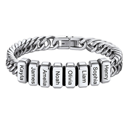 Chain bracelet with 8 name Beads 8mm