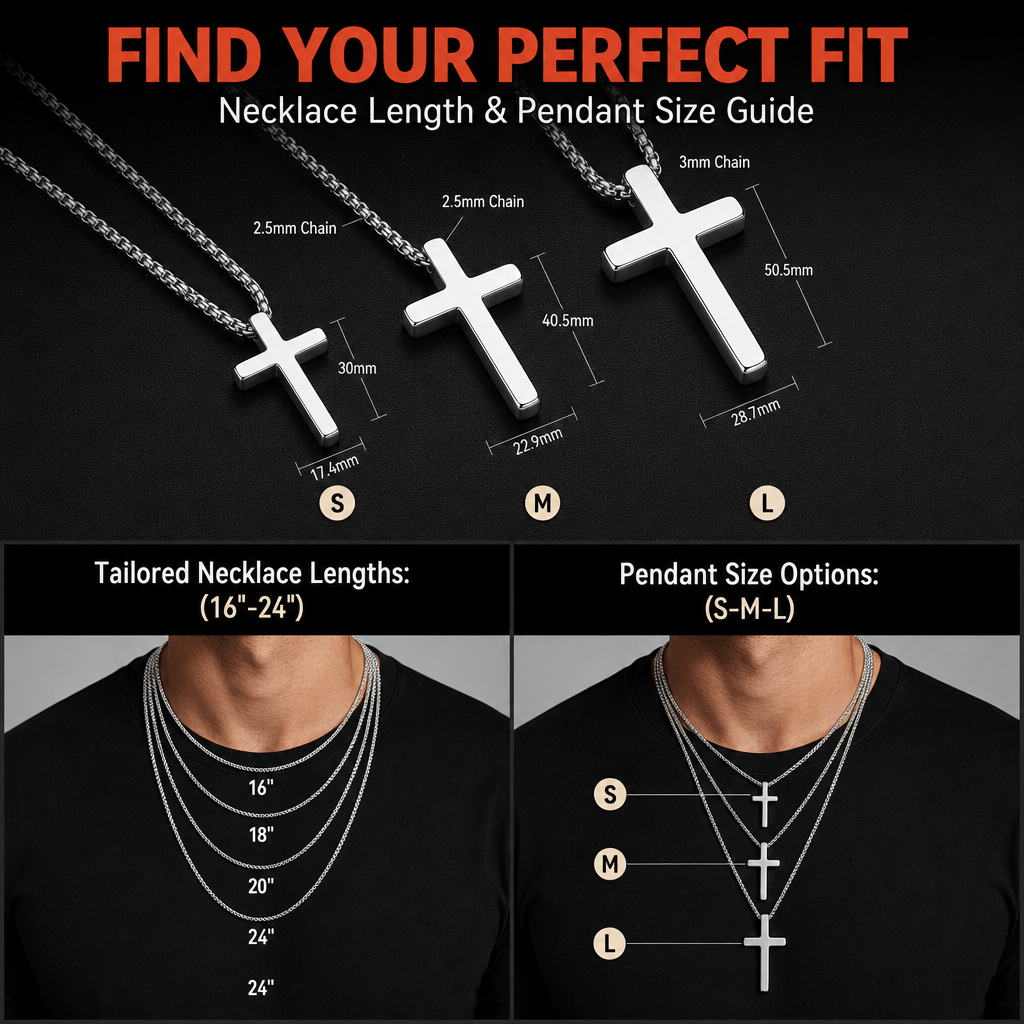 Christian Plain Cross Necklace Minimalist Religious Pendant for Men Women