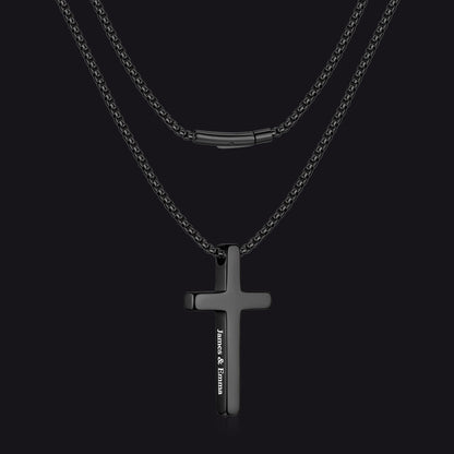 Christian Plain Cross Necklace Minimalist Religious Pendant Box Chain for Men Women - FaithHeart Jewelry