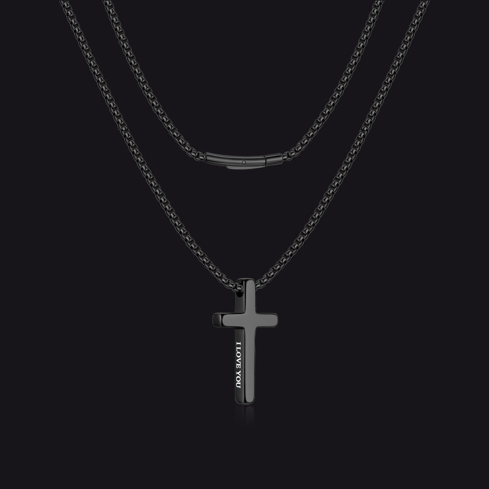 Christian Plain Cross Necklace Minimalist Religious Pendant Box Chain for Men Women - FaithHeart Jewelry