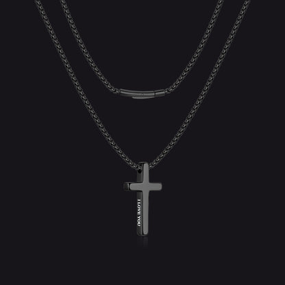 Christian Plain Cross Necklace Minimalist Religious Pendant Box Chain for Men Women - FaithHeart Jewelry