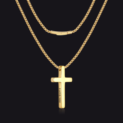 Christian Plain Cross Necklace Minimalist Religious Pendant Box Chain for Men Women - FaithHeart Jewelry