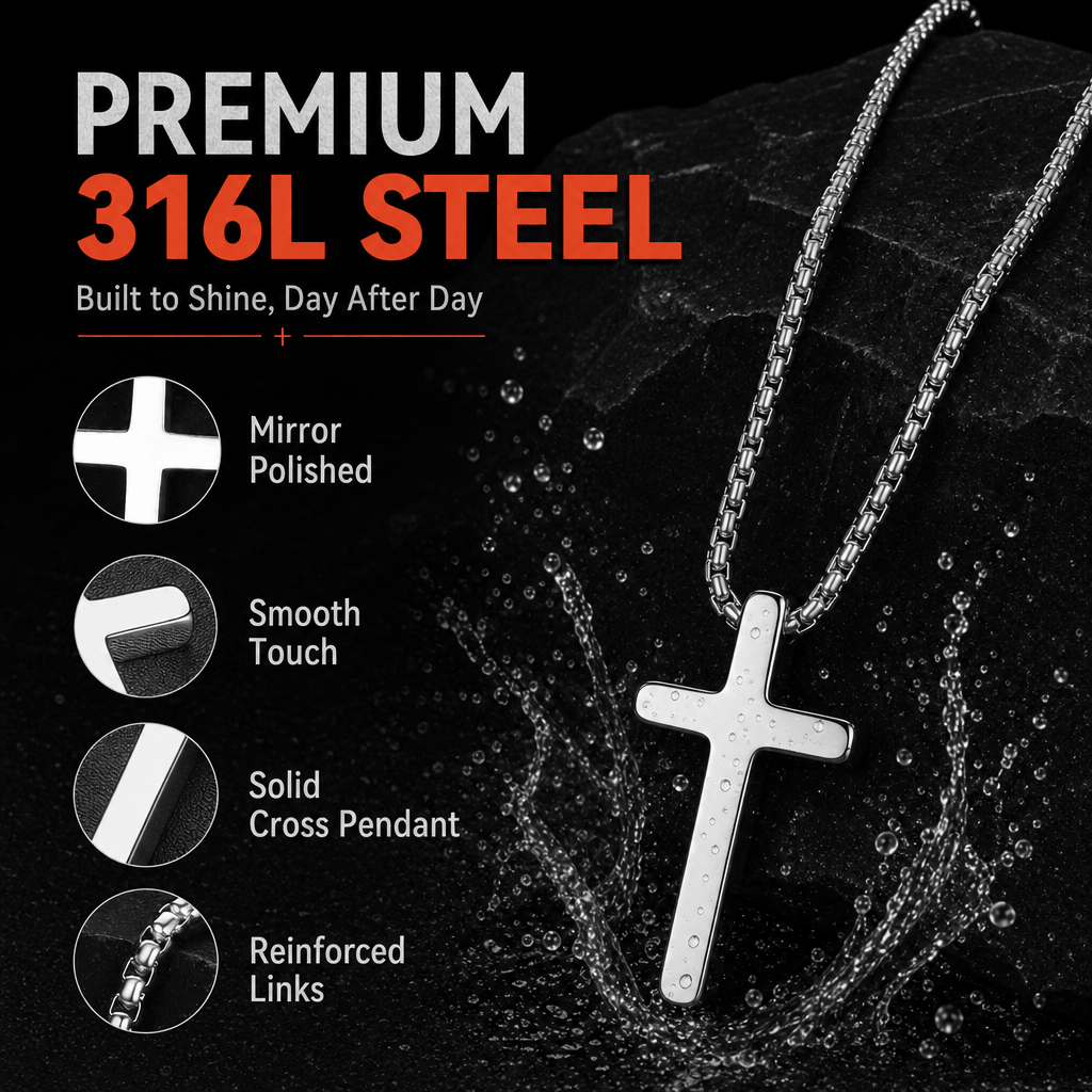Christian Plain Cross Necklace Minimalist Religious Pendant for Men Women