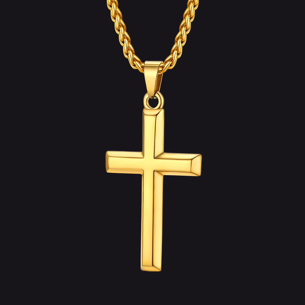 Minimalist Christian Plain Cross Pendant Necklace for Men