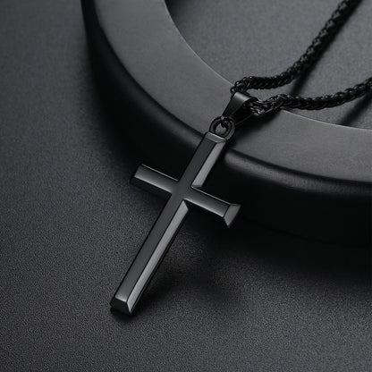 Simple plain cross pendant necklace flat lay