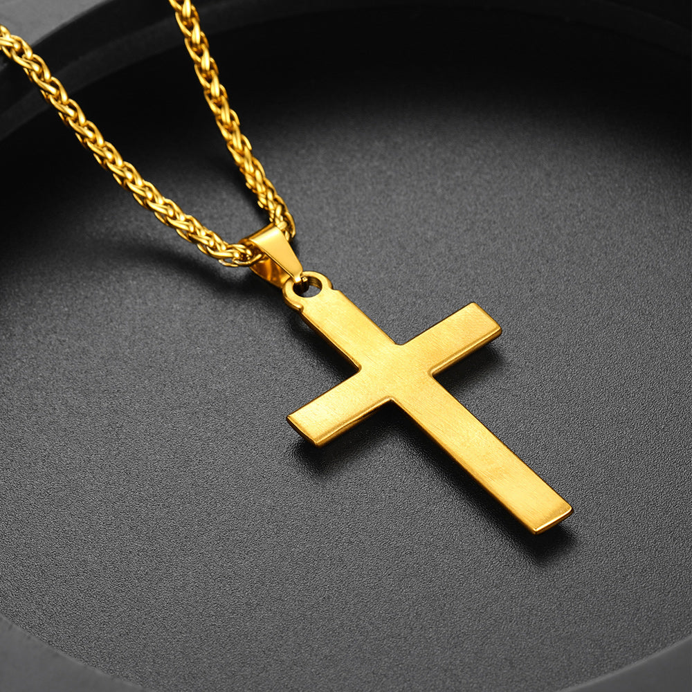Simple plain cross pendant necklace