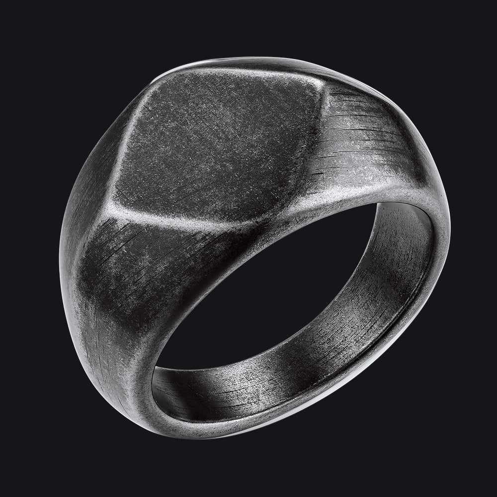 Custom Text Chunky Thick Heavy Signet Ring Gift for Dad Men