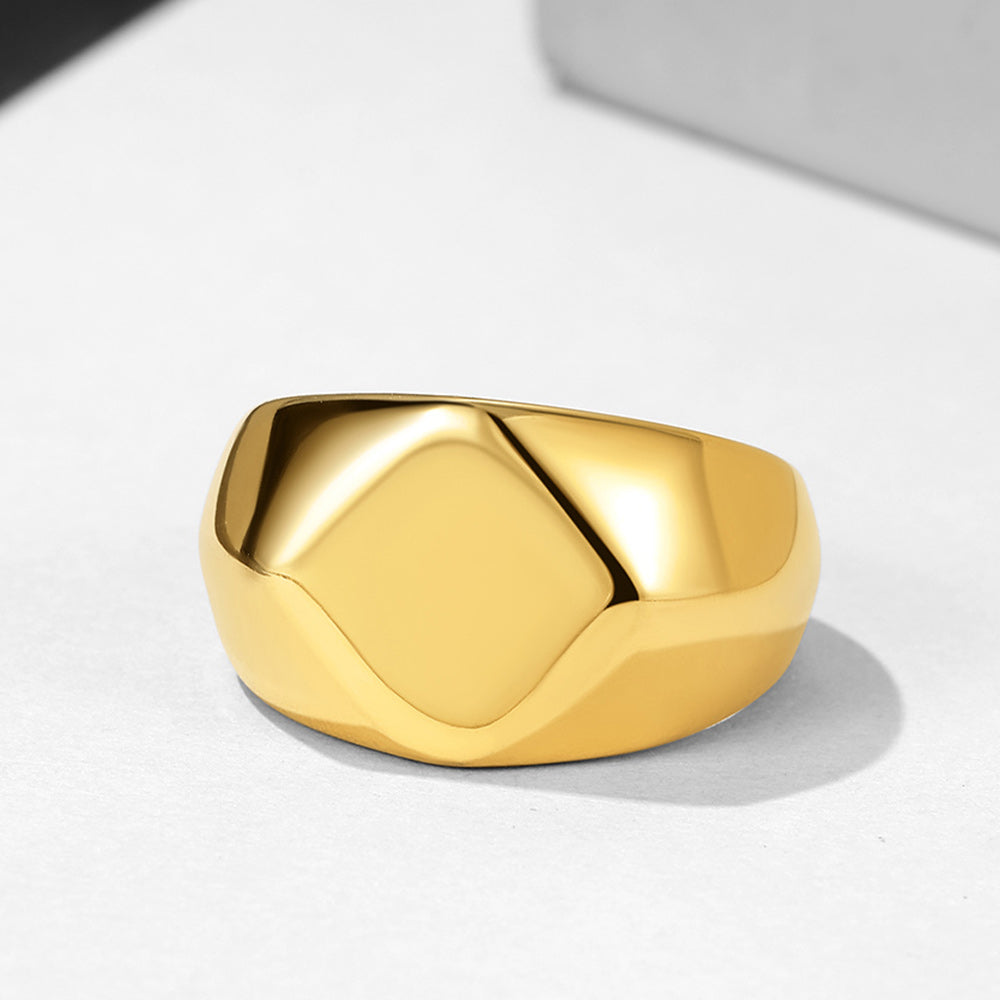 Custom Text Chunky Thick Heavy Signet Ring Gift for Dad Men