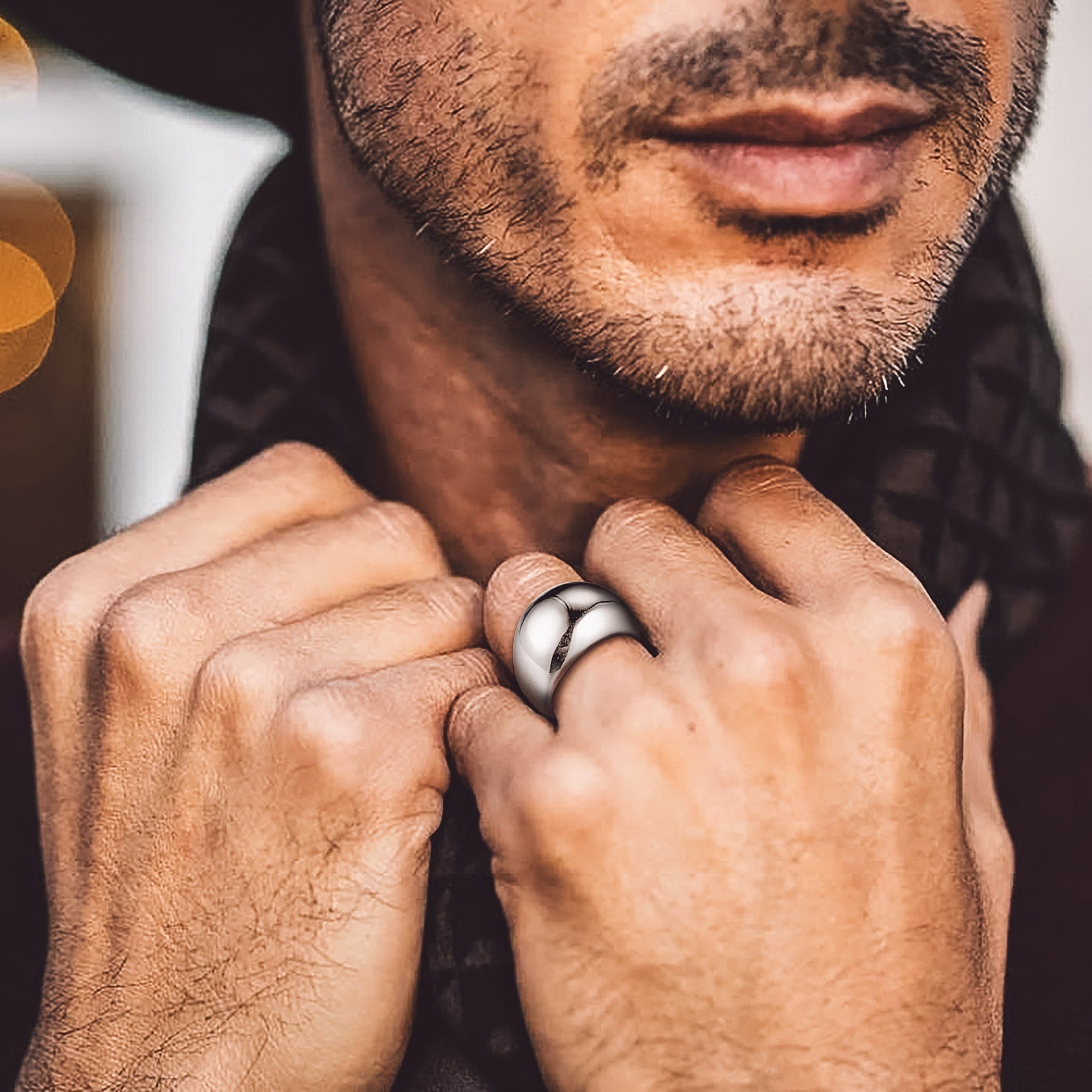 Chunky Dome Statement Rings for Men Women, 8/16/23mm Widths