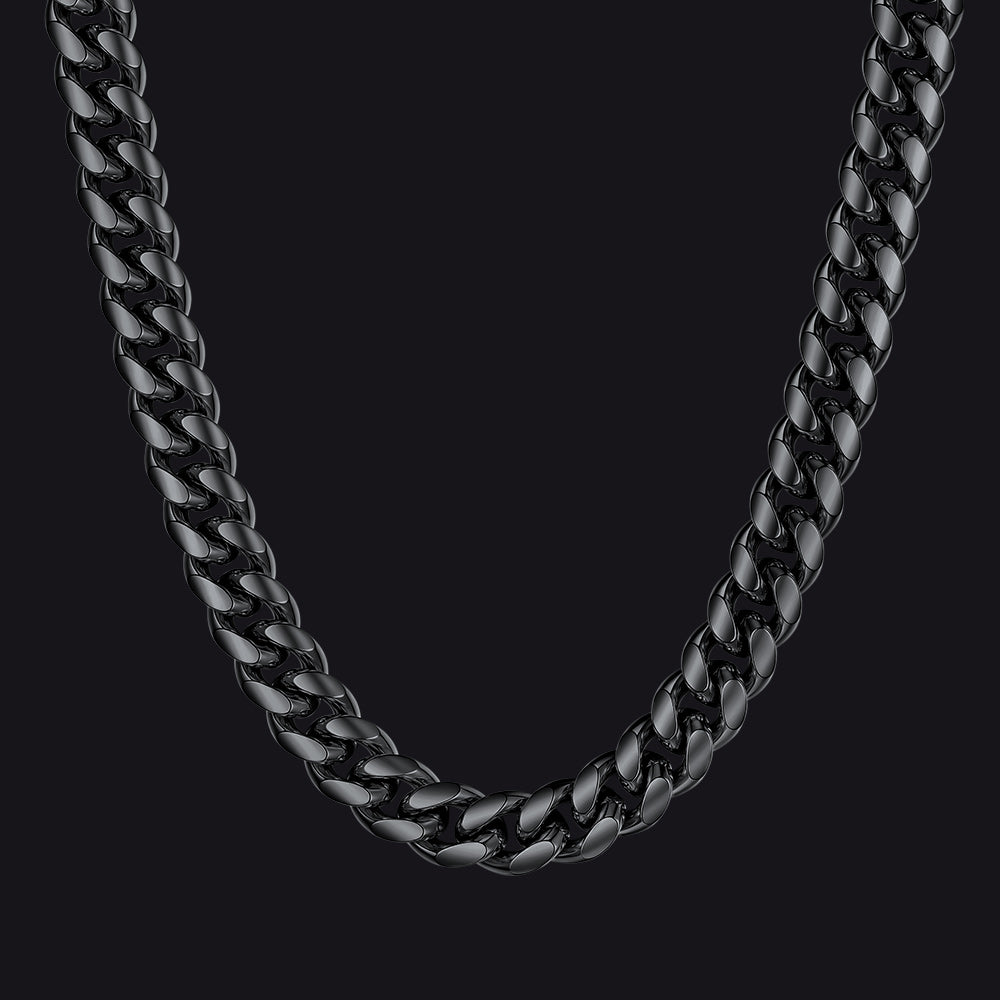 12mm Black Chunky Heavy Miami Cuban Link Chain Necklace for Men